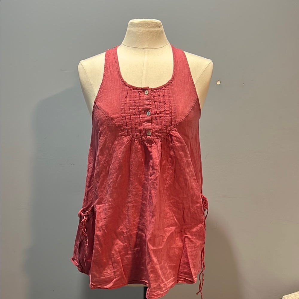 Pink Smocked Tank Top with Relaxed Fit